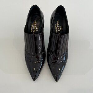 VALENTINO GARAVANI BROWN PATENT LEATHER ANKLE BOOTS SIZE IT 38 / US 8